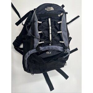 The North Face Backpack Mens Large 45.X Black Blue Hiking Camping Air Cooled